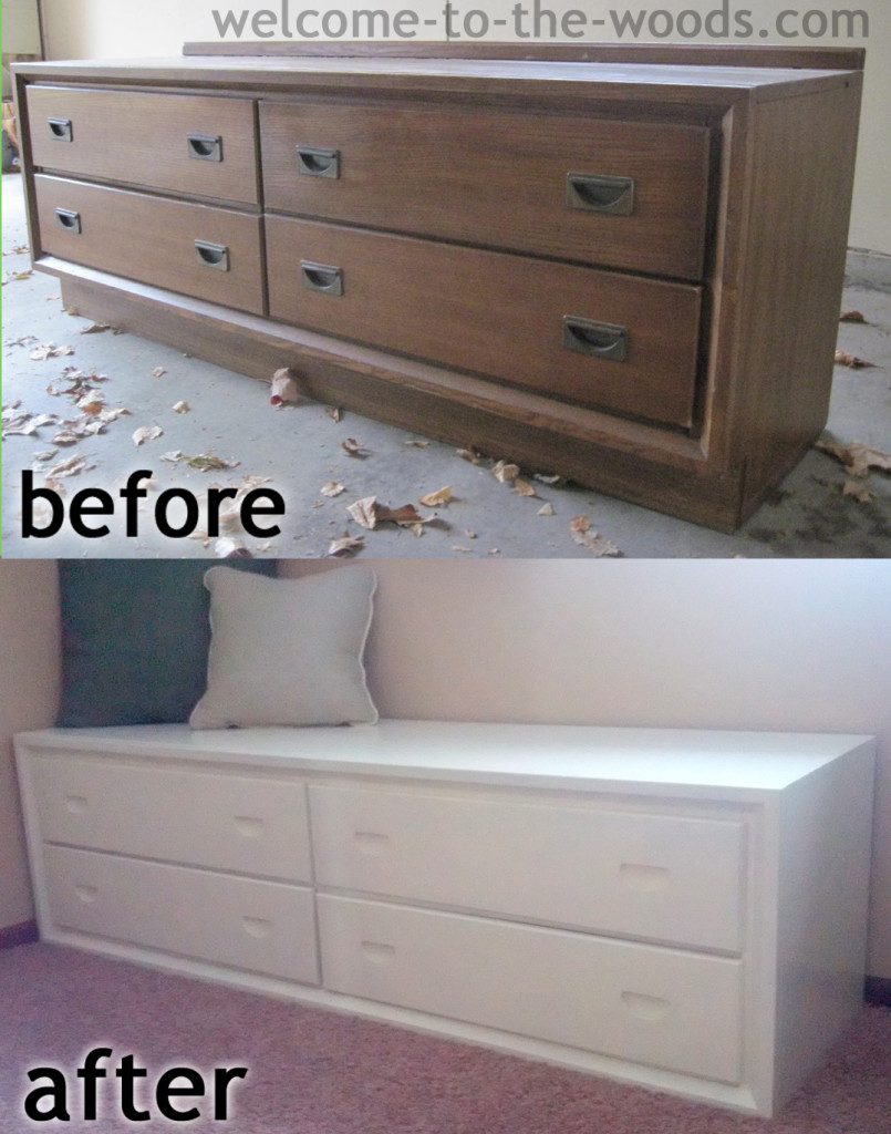 dresser to bench makeover