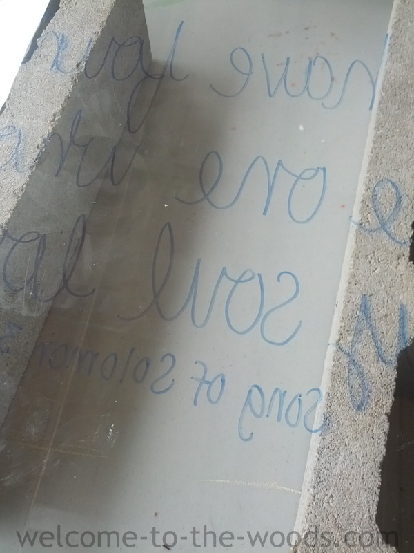 Write on glass with dry erase marker, then flip it over and paint on your stencil. When you're done, wipe away the dry erase and voila! That's how you write on a glass window pane!