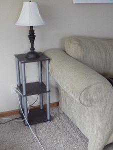 crappy plastic end table lamp plant stand