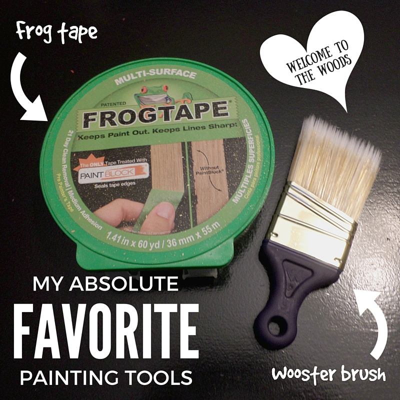 My absolute favorite painting tools - Wooster paint brush and green frog tape. Click to go to amazon link for these paint products!