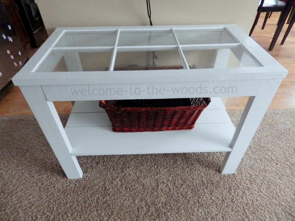 white barn window console table