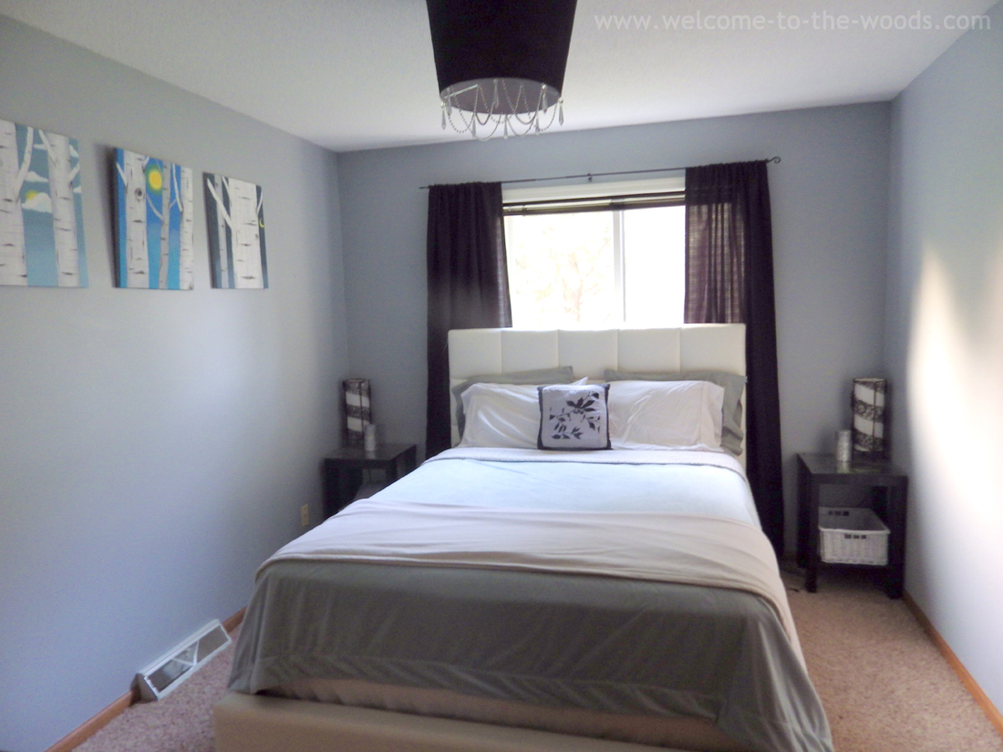 Master bedroom white black gray design