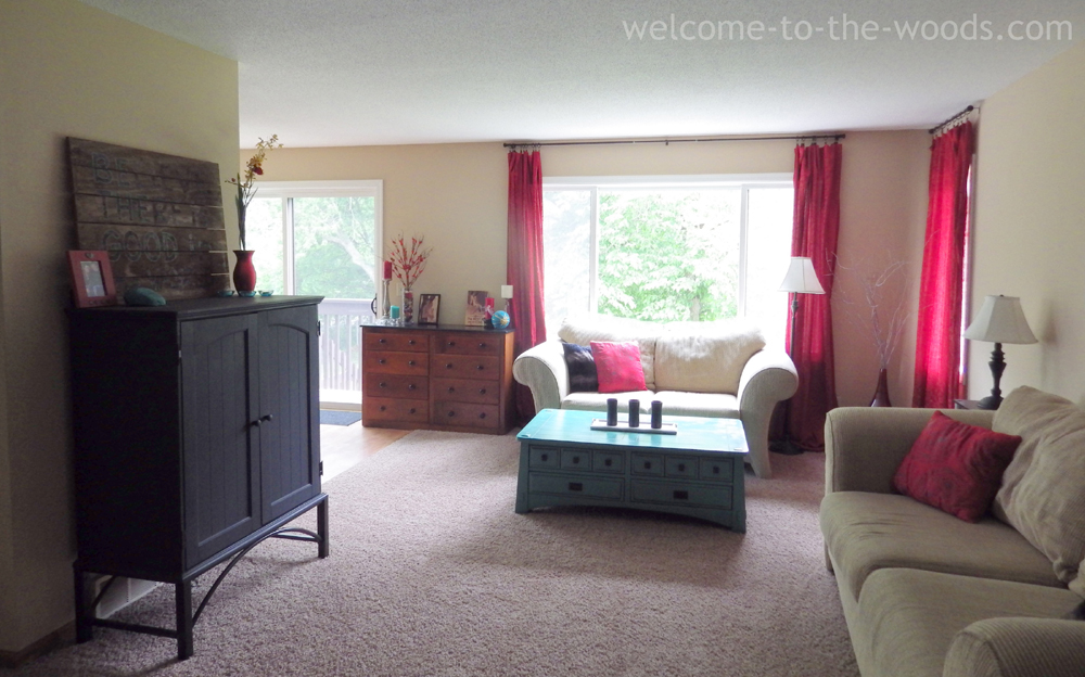 Colorful living room red teal blue. This transitional style gets an eclectic modern makeover in this living room design.