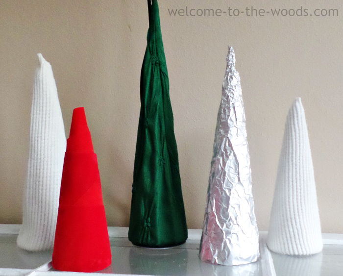 DIY Christmas crafts that are easy and cost practically nothing! Make tree cones from cereal boxes, hot glue, and old sweaters