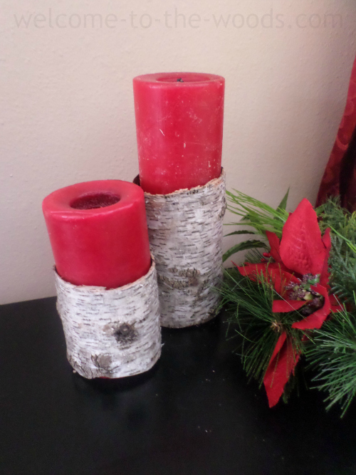 Wrapping candles is my favorite idea in this post all about birch tree Christmas decor