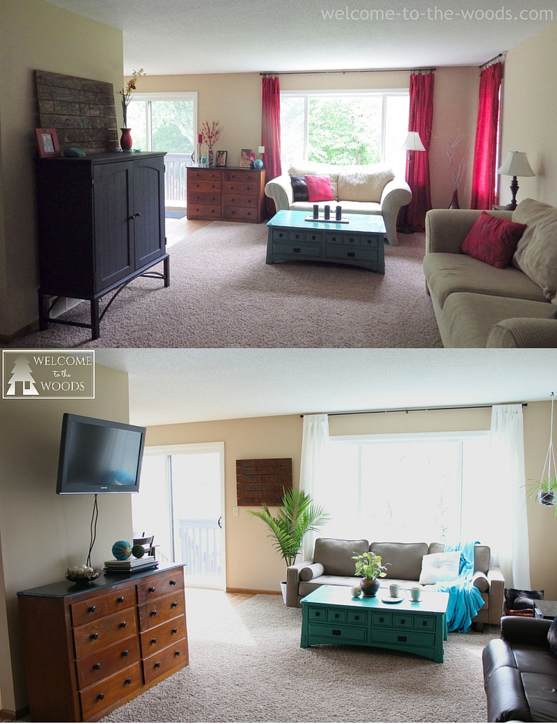 Before and after living room makeover