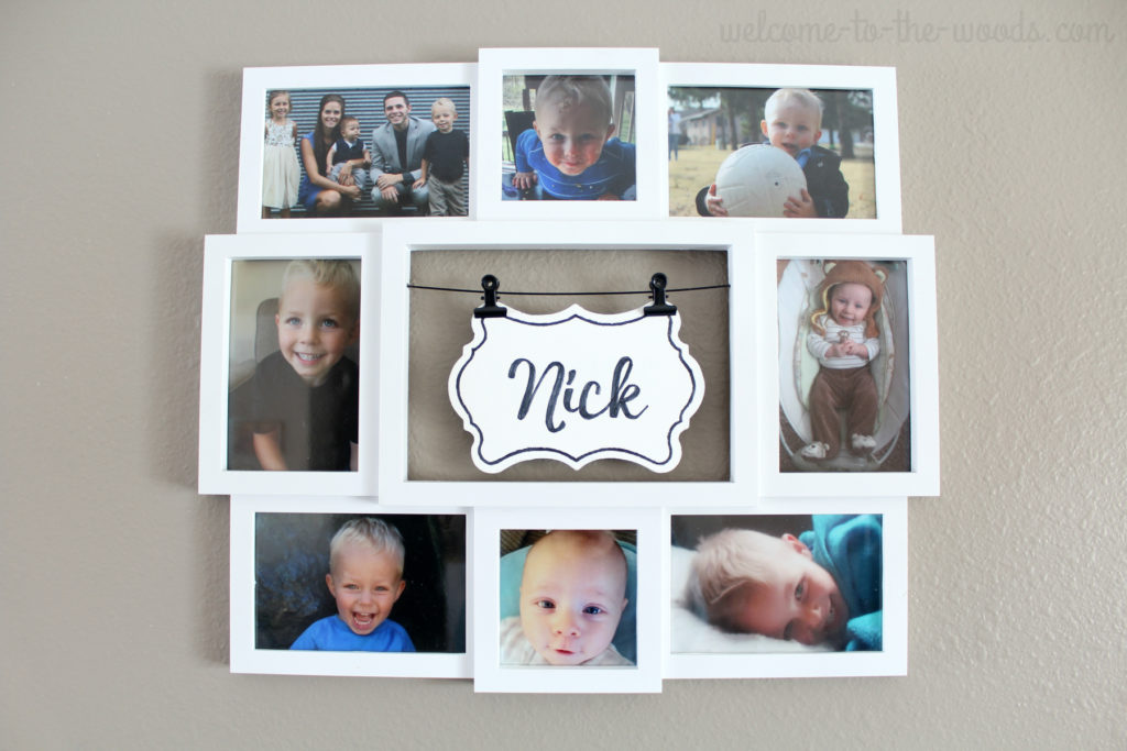 Great gift idea! Fill a photo collage with picture of the grandkid to be used as wall decor. 