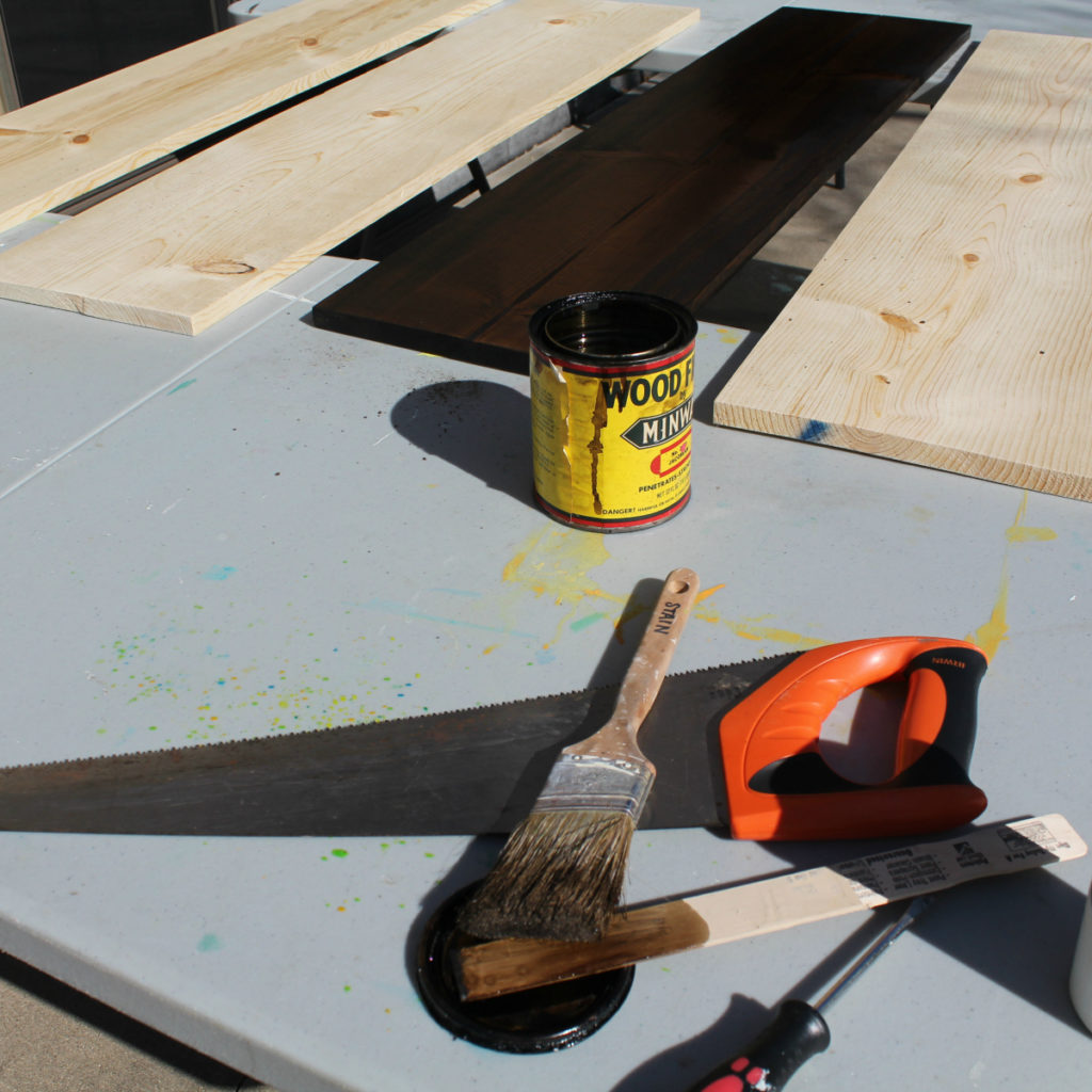 Staining lumber with Minwax to make bookshelves