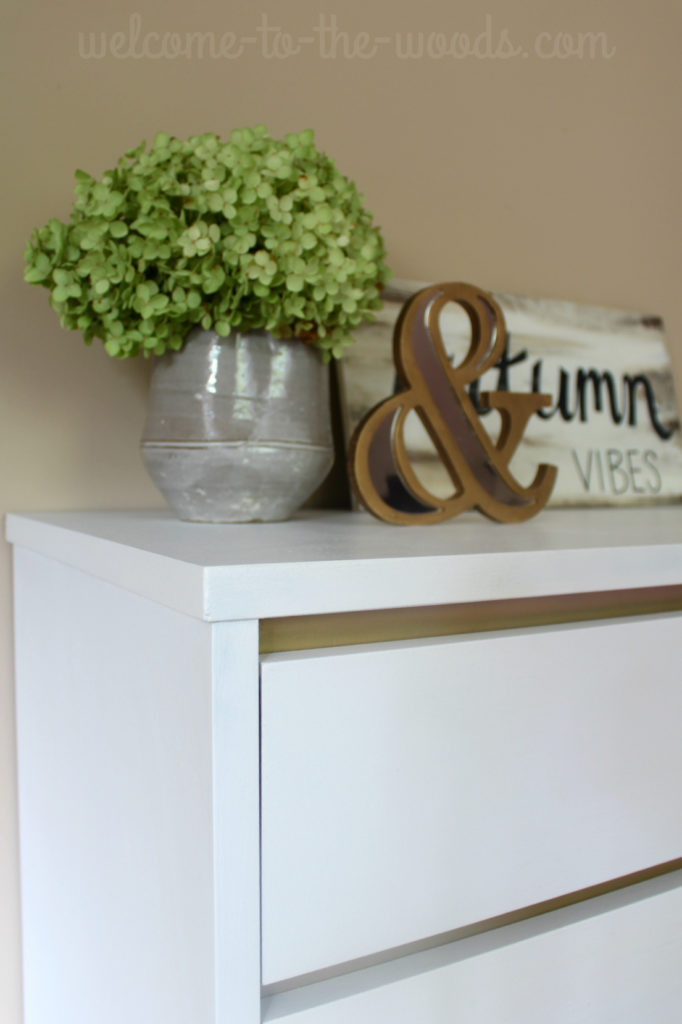 Detail of mid century modern dresser makeover