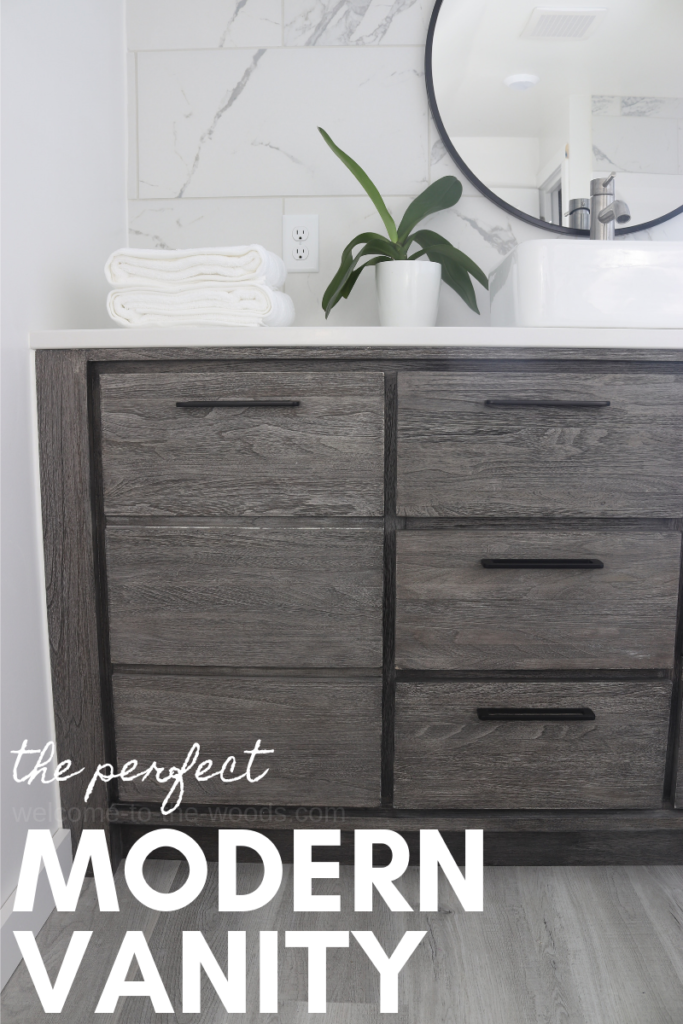 When designing our modern bathroom, I wanted a large vanity with tons of storage, sleek lines, and modern flair. The Venica 60" vanity from Signature Hardware suit me perfectly and it's truly a showstopper in my bathroom's design!